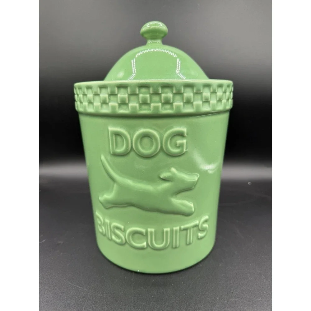 🐾💚 Longaberger Mulligan Dog Biscuit Canister / Jar–Green – Retired Collectible